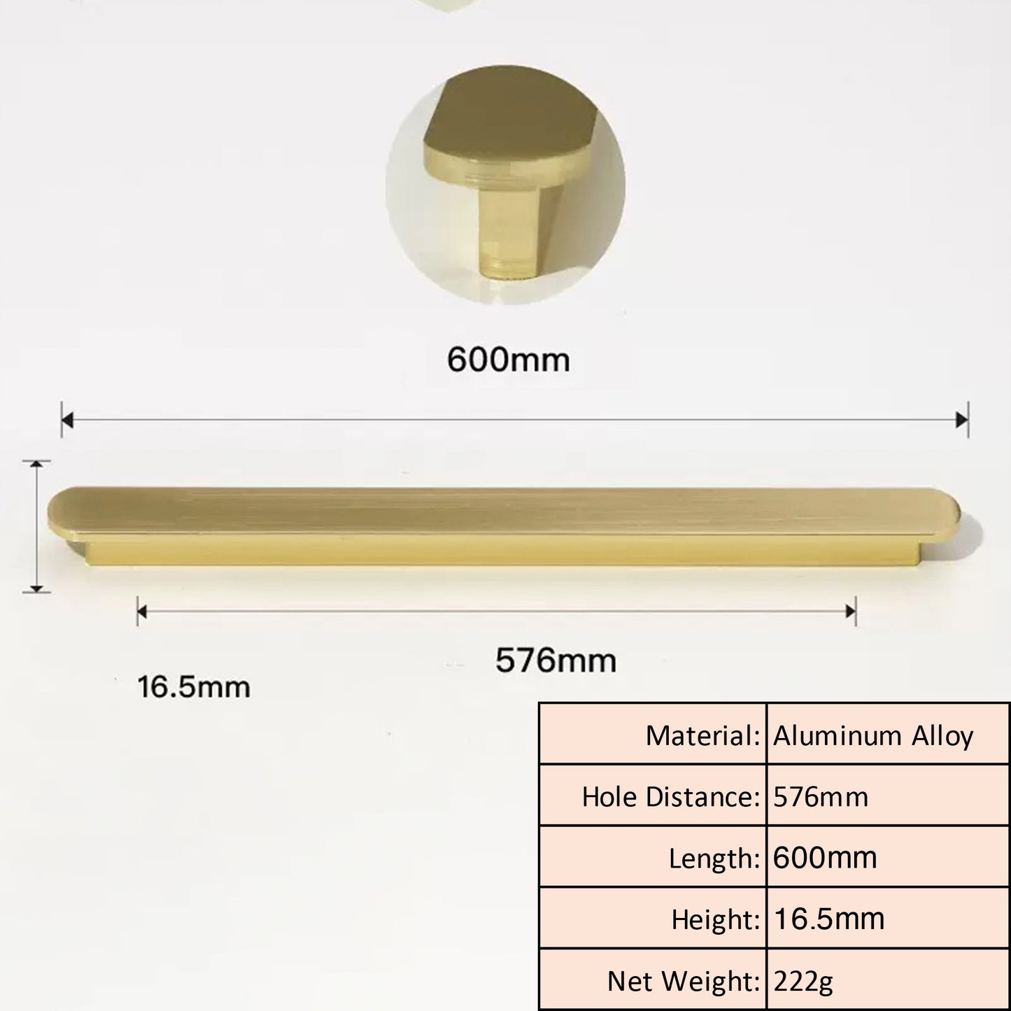 Brushed Gold Slim Cabinet Pull