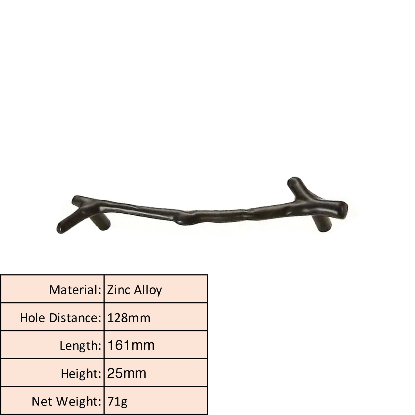 Natural Branch Matte Black Cabinet Knob and Pull