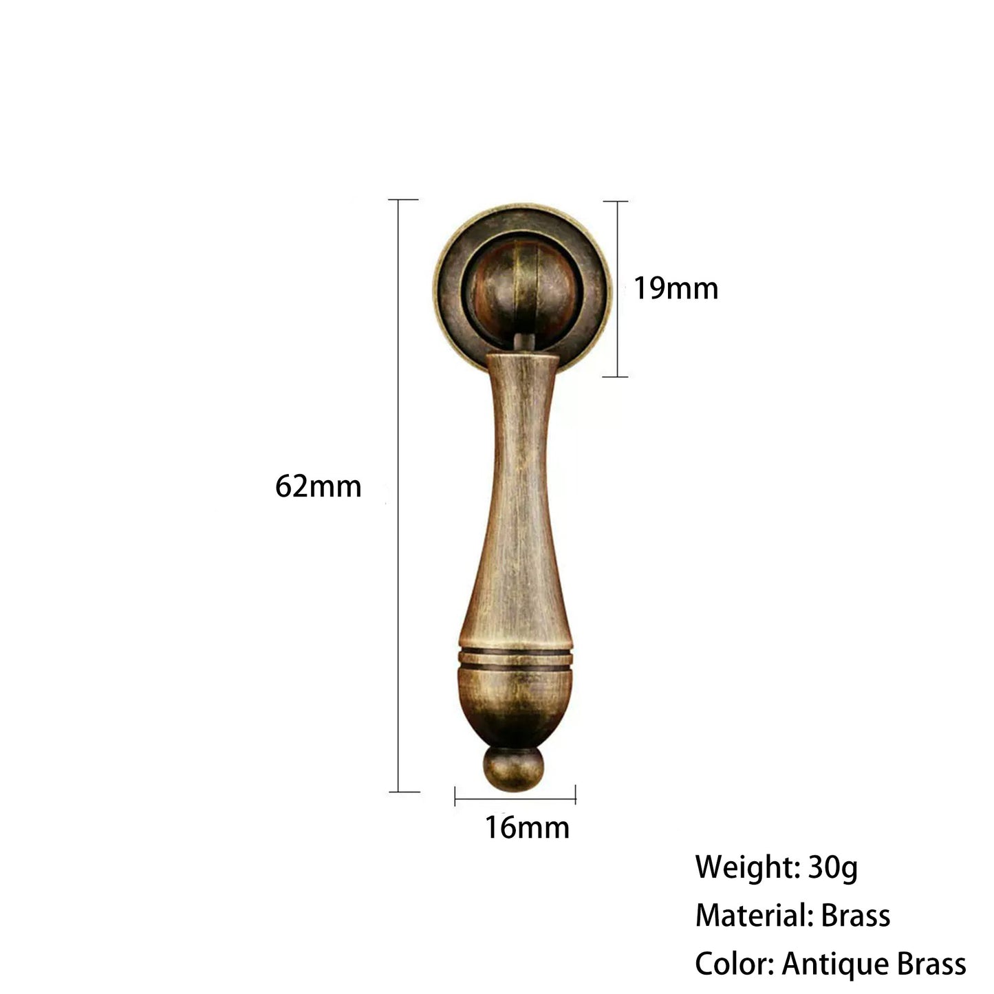 Vintage Teadrop Shape Cabinet Pull Brass / Antique Bronze