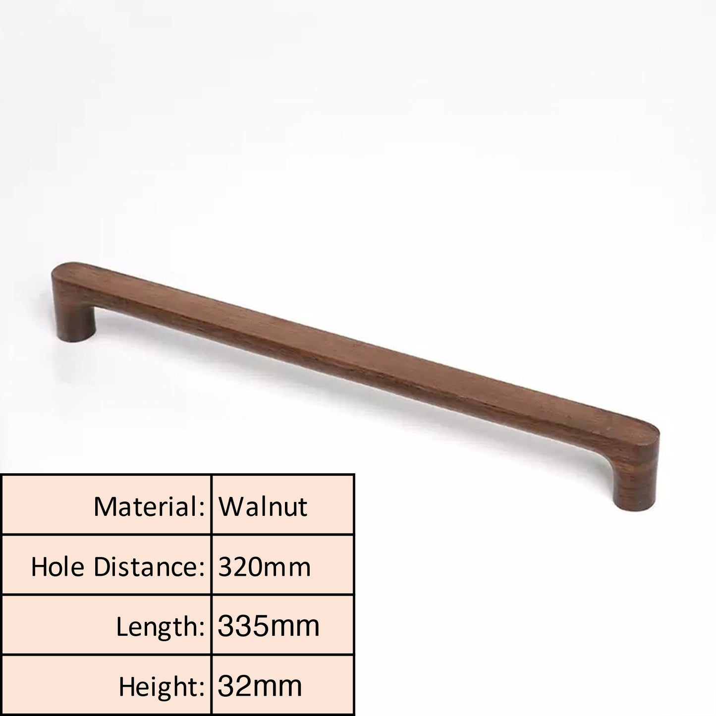 Solid Wood Cabinet Pull - Walnut Drawer Handle