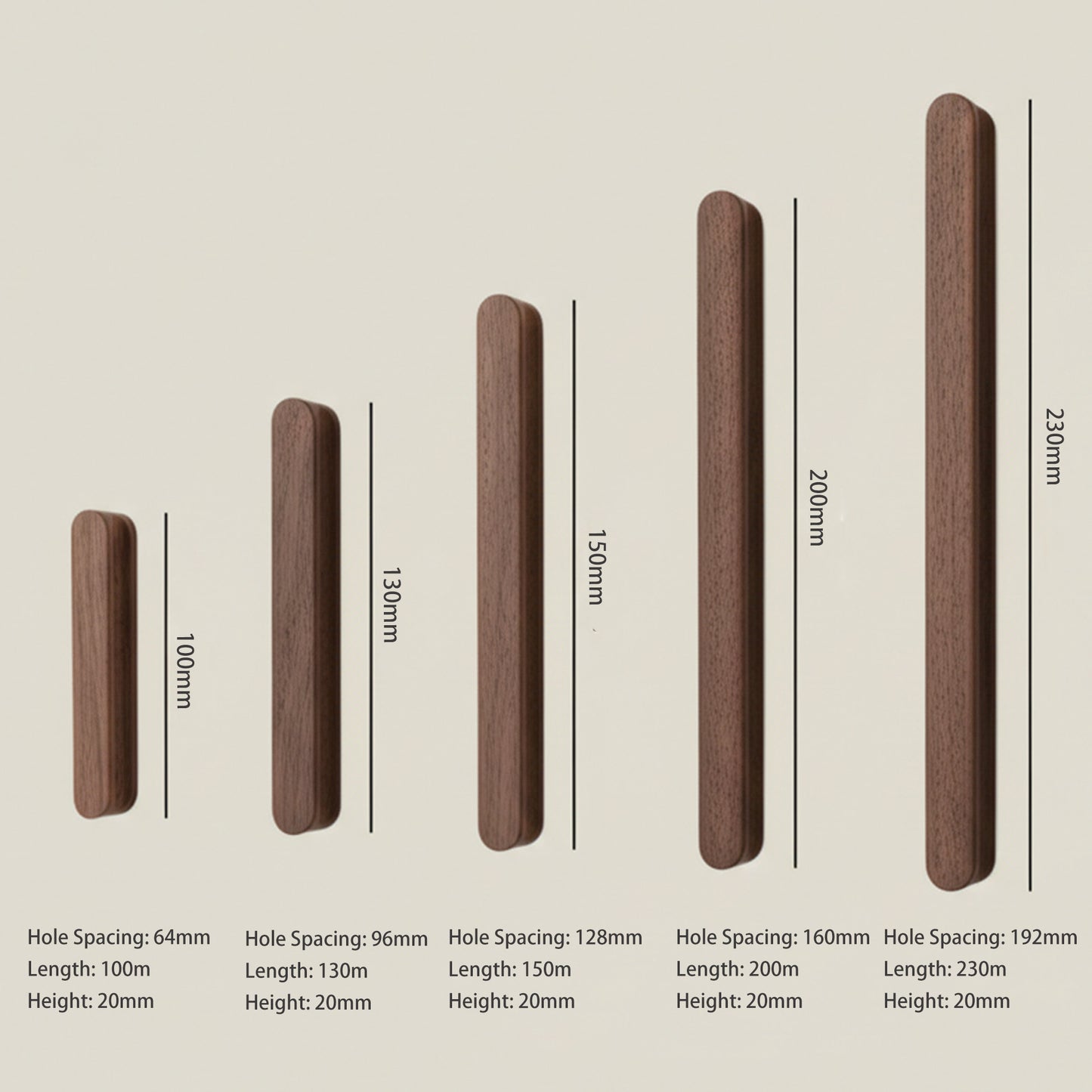 Walnut Wood Cabinet Pull – Modern Wooden Drawer Handle
