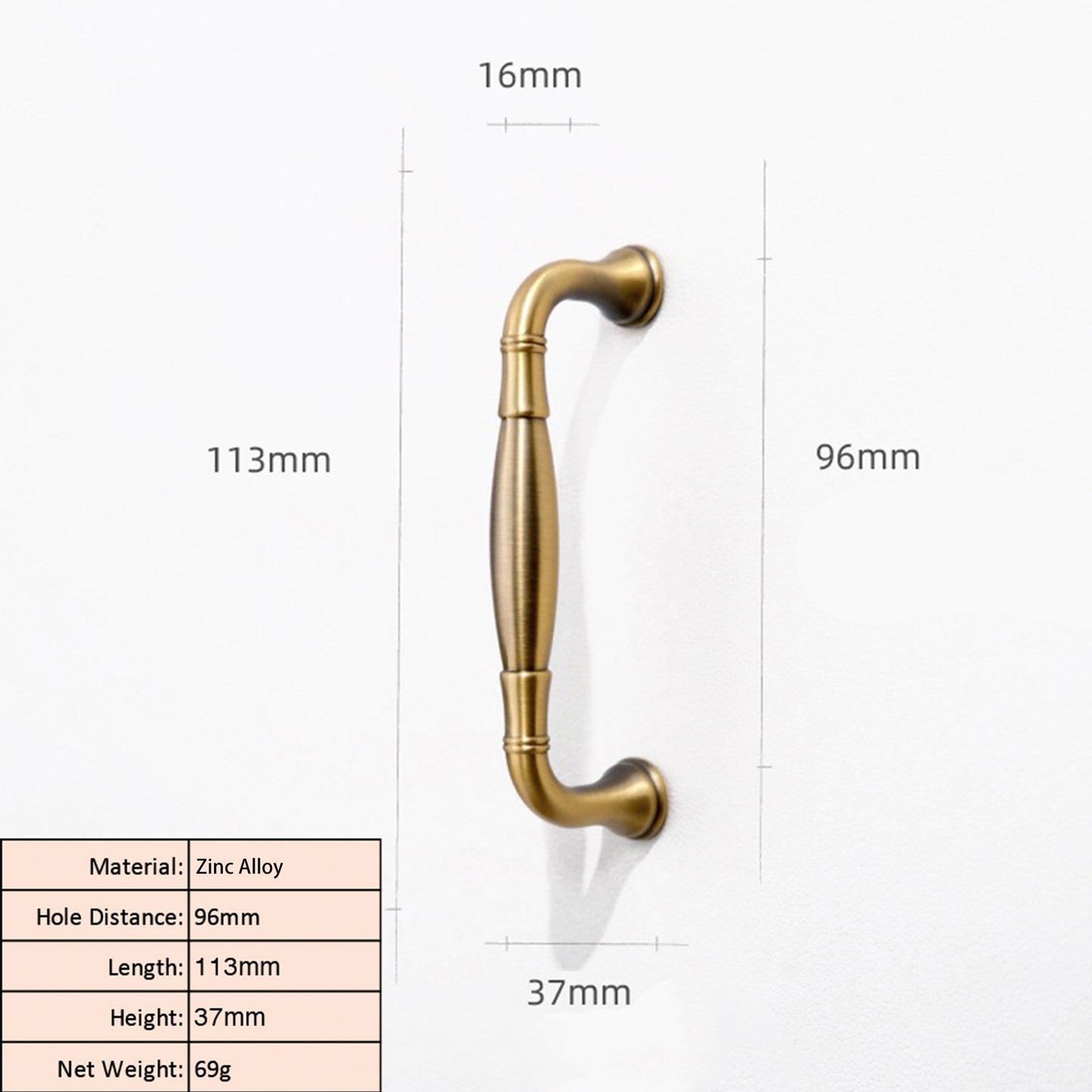 Vintage Antique Brass Cabinet Pull