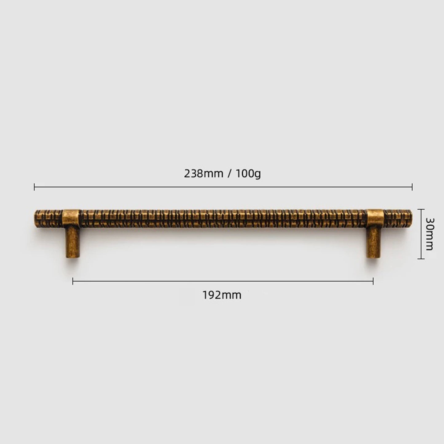 Antique Brass Textured T-Bar Cabinet Pull
