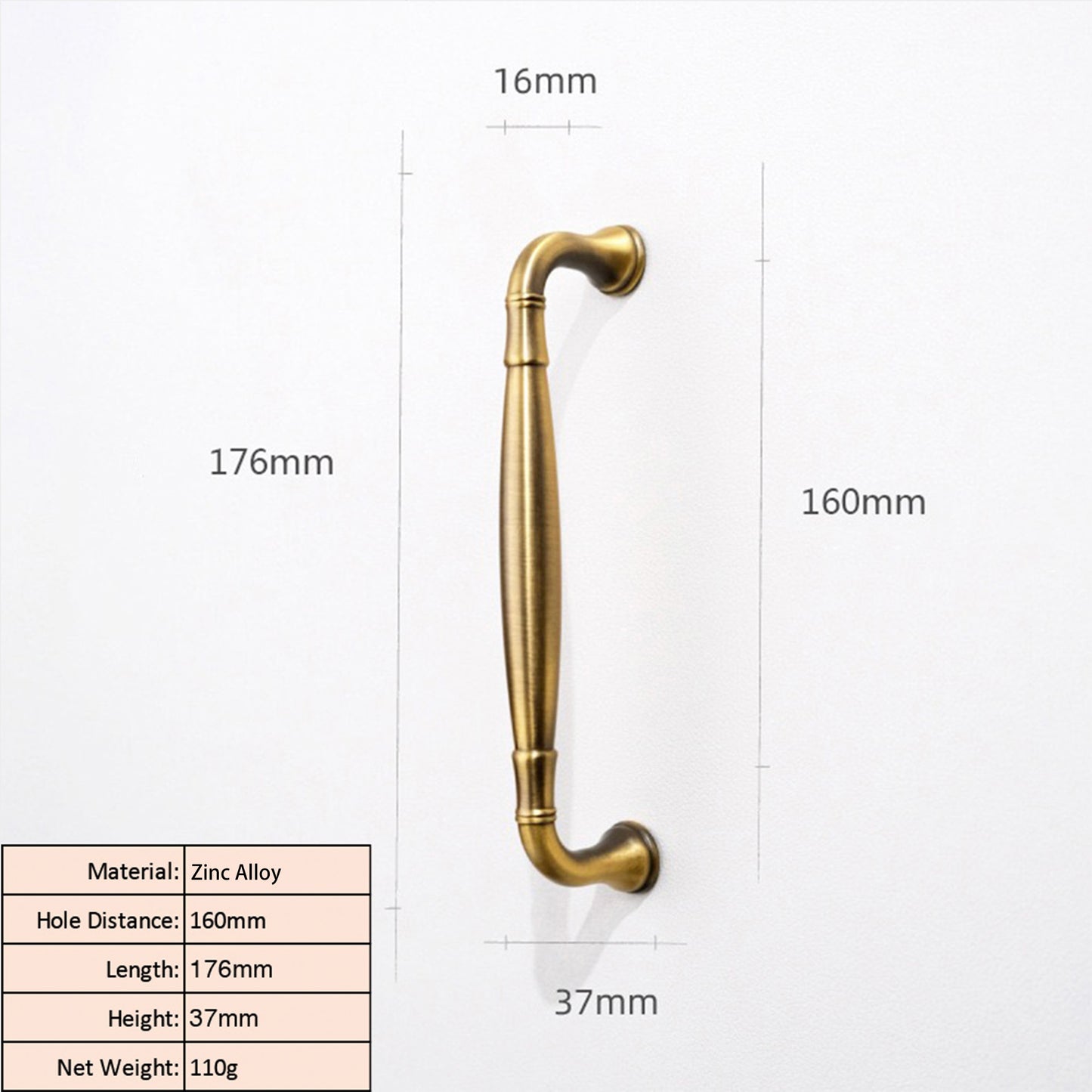 Vintage Antique Brass Cabinet Pull
