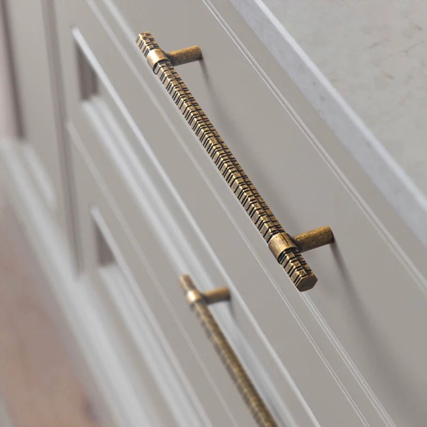 Antique Brass Textured T-Bar Cabinet Pull