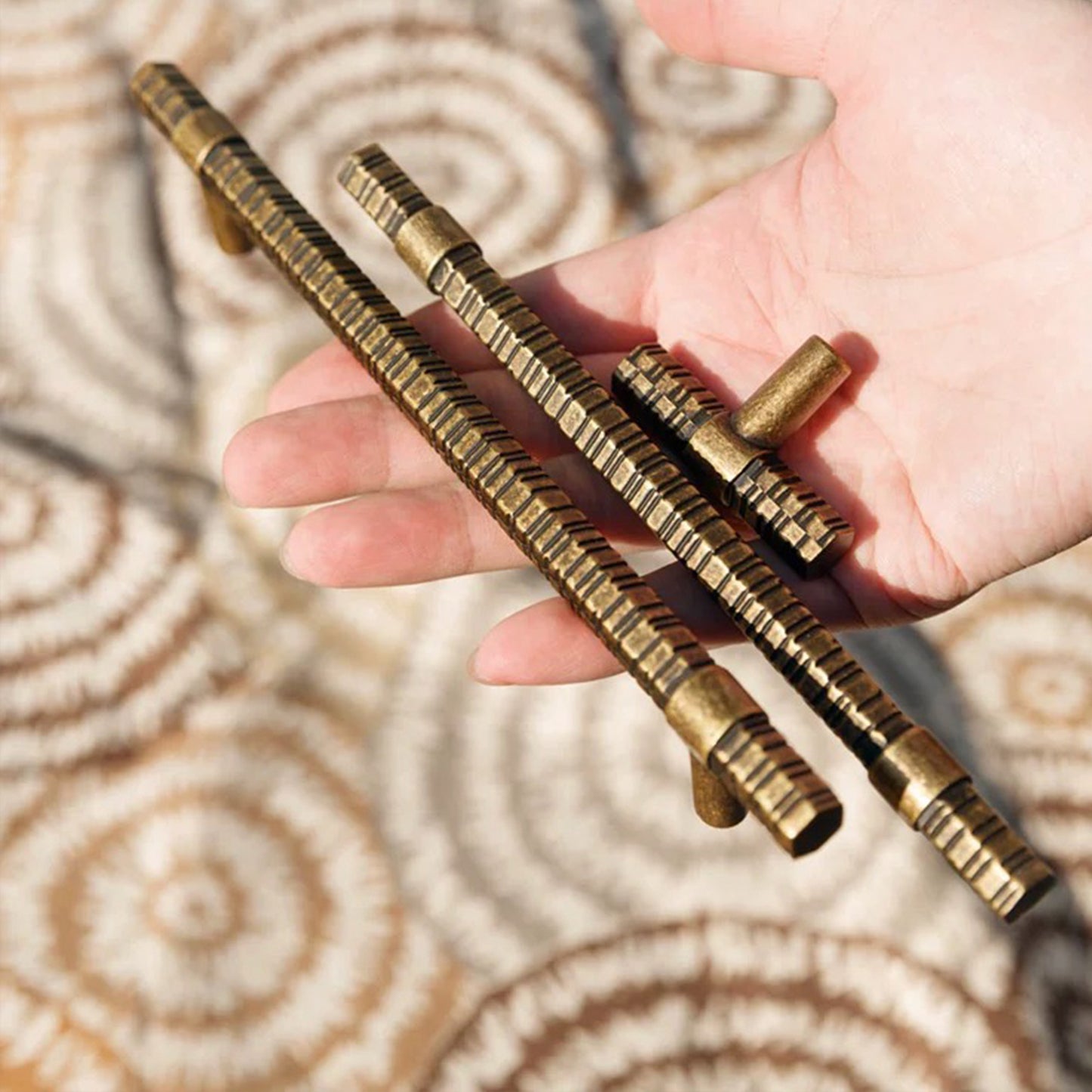 Antique Brass Textured T-Bar Cabinet Pull