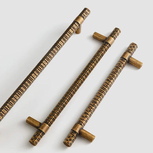 Antique Brass Textured T-Bar Cabinet Pull