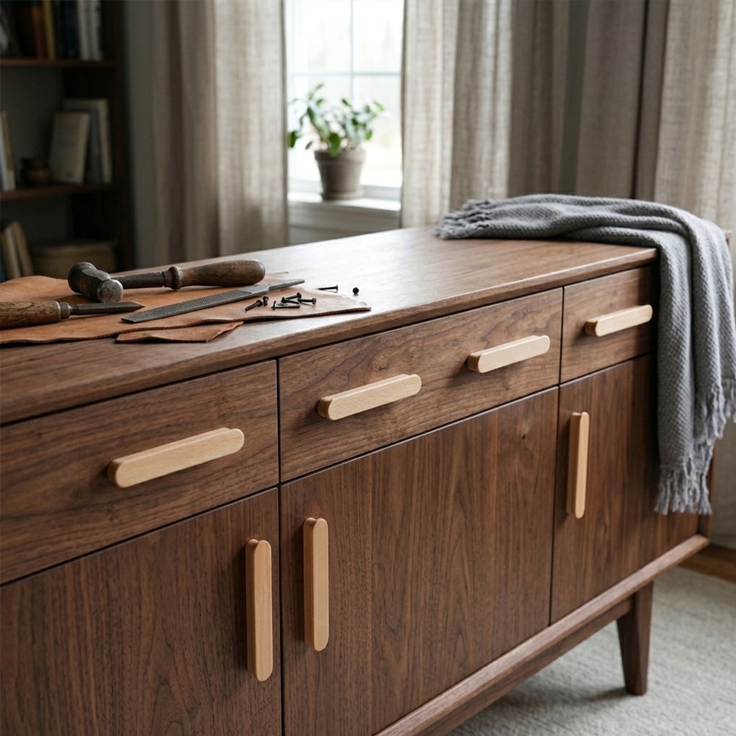 Beech Wood Cabinet Pull – Modern Wooden Drawer Handle