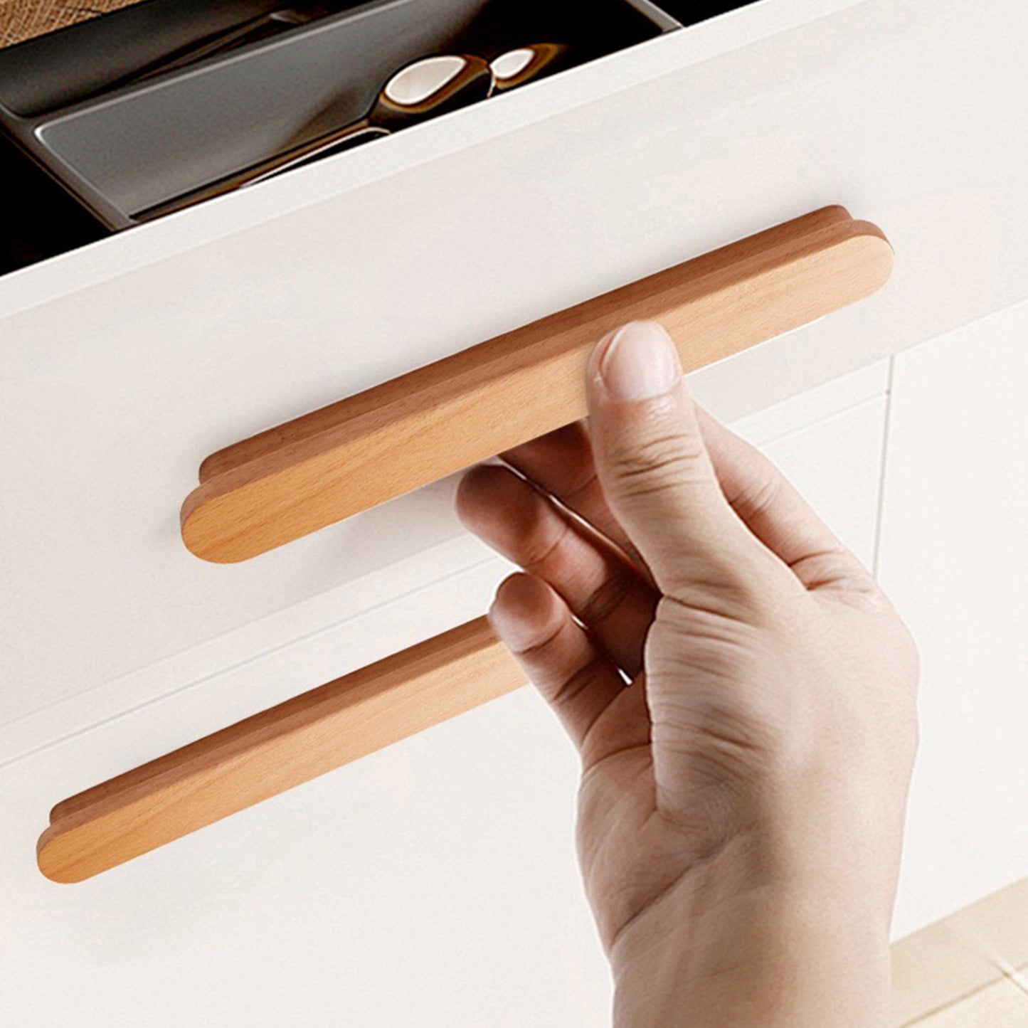 Beech Wood Cabinet Pull – Modern Wooden Drawer Handle