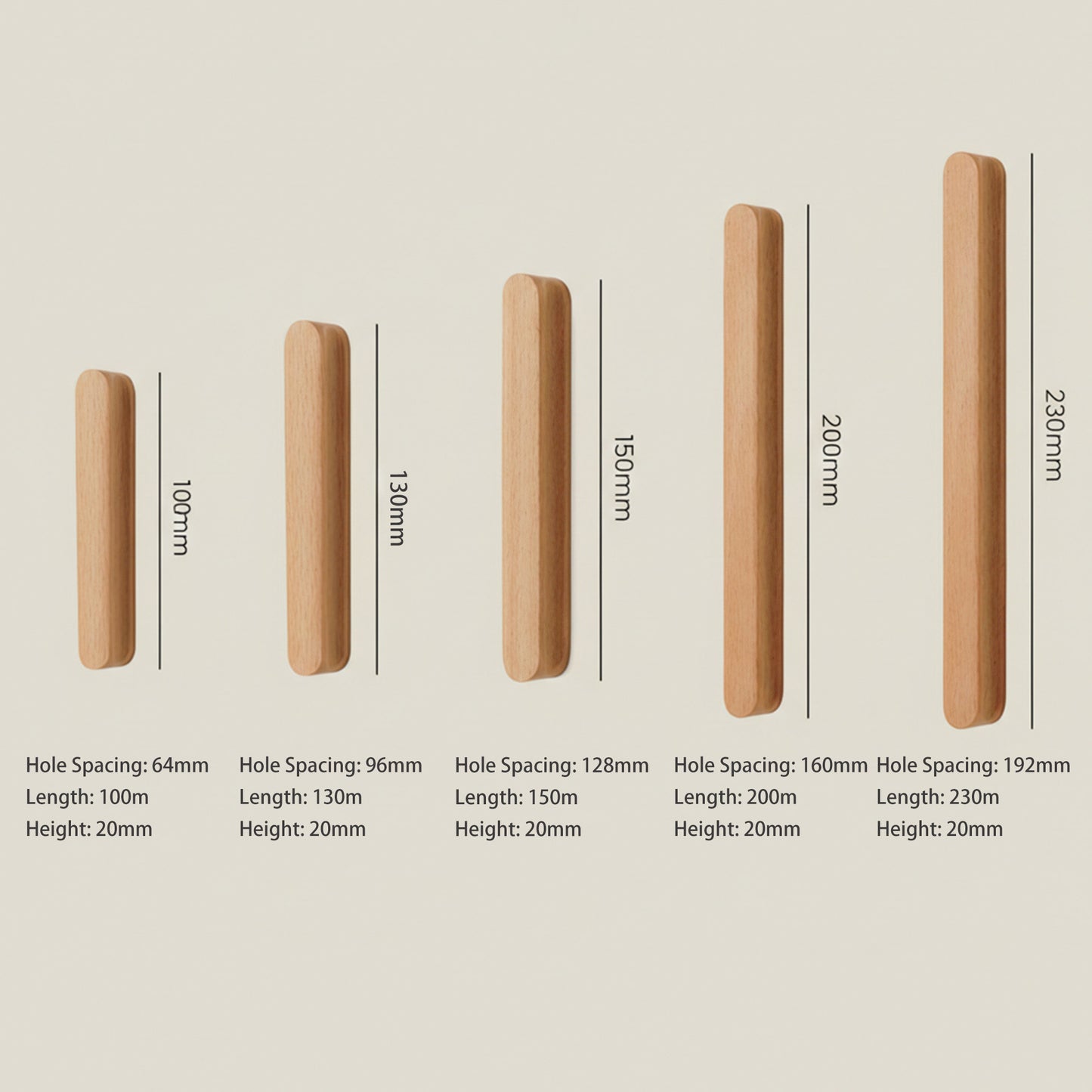 Beech Wood Cabinet Pull – Modern Wooden Drawer Handle