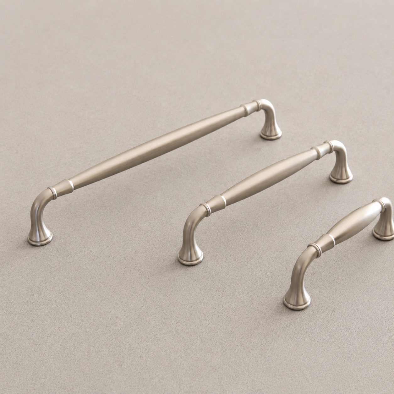 Vintage Brushed Nickel Cabinet Knob and Pull