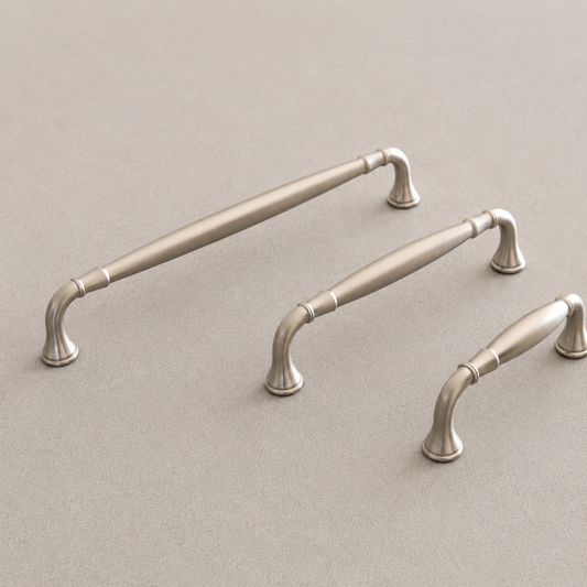 Vintage Brushed Nickel Cabinet Knob and Pull