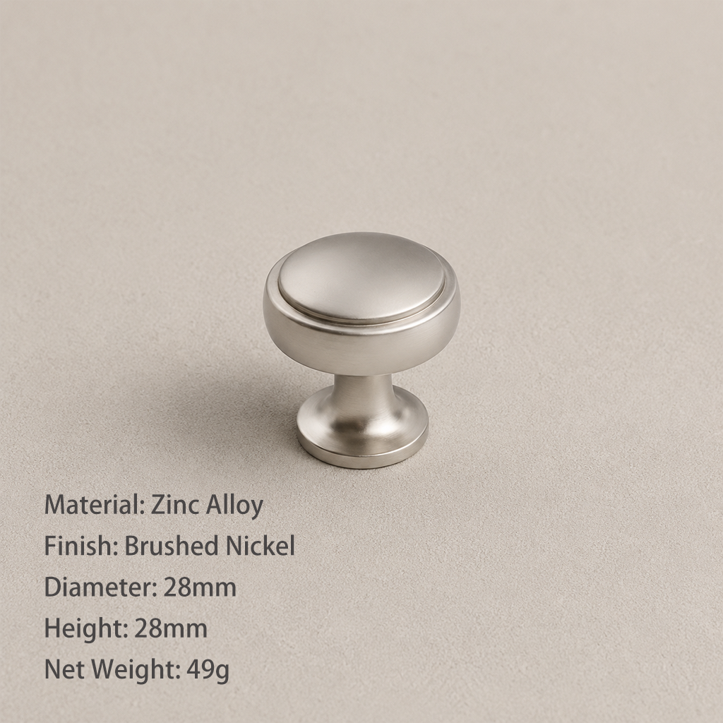 Vintage Brushed Nickel Cabinet Knob and Pull