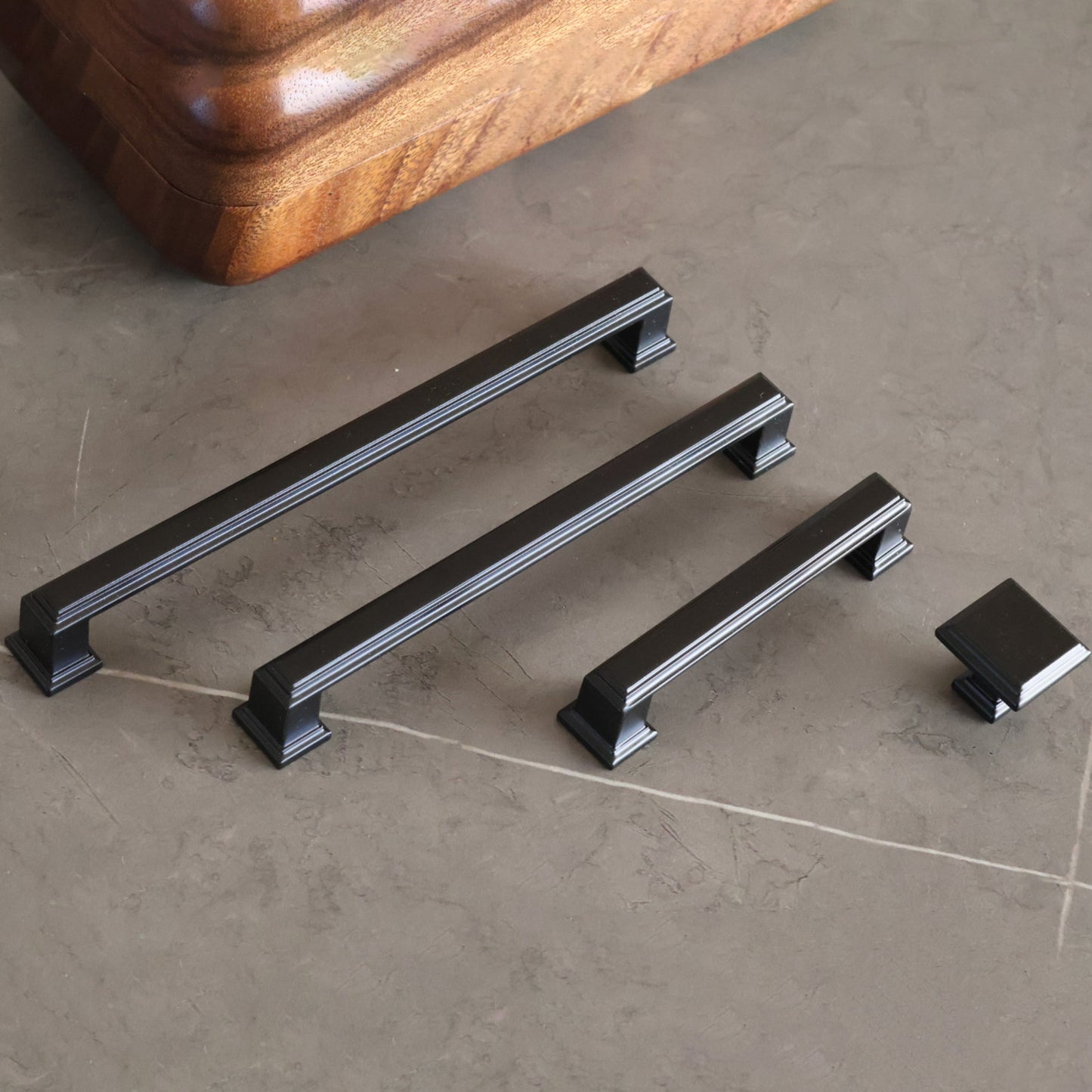 Matte Black Square Cabinet Knob and Pull