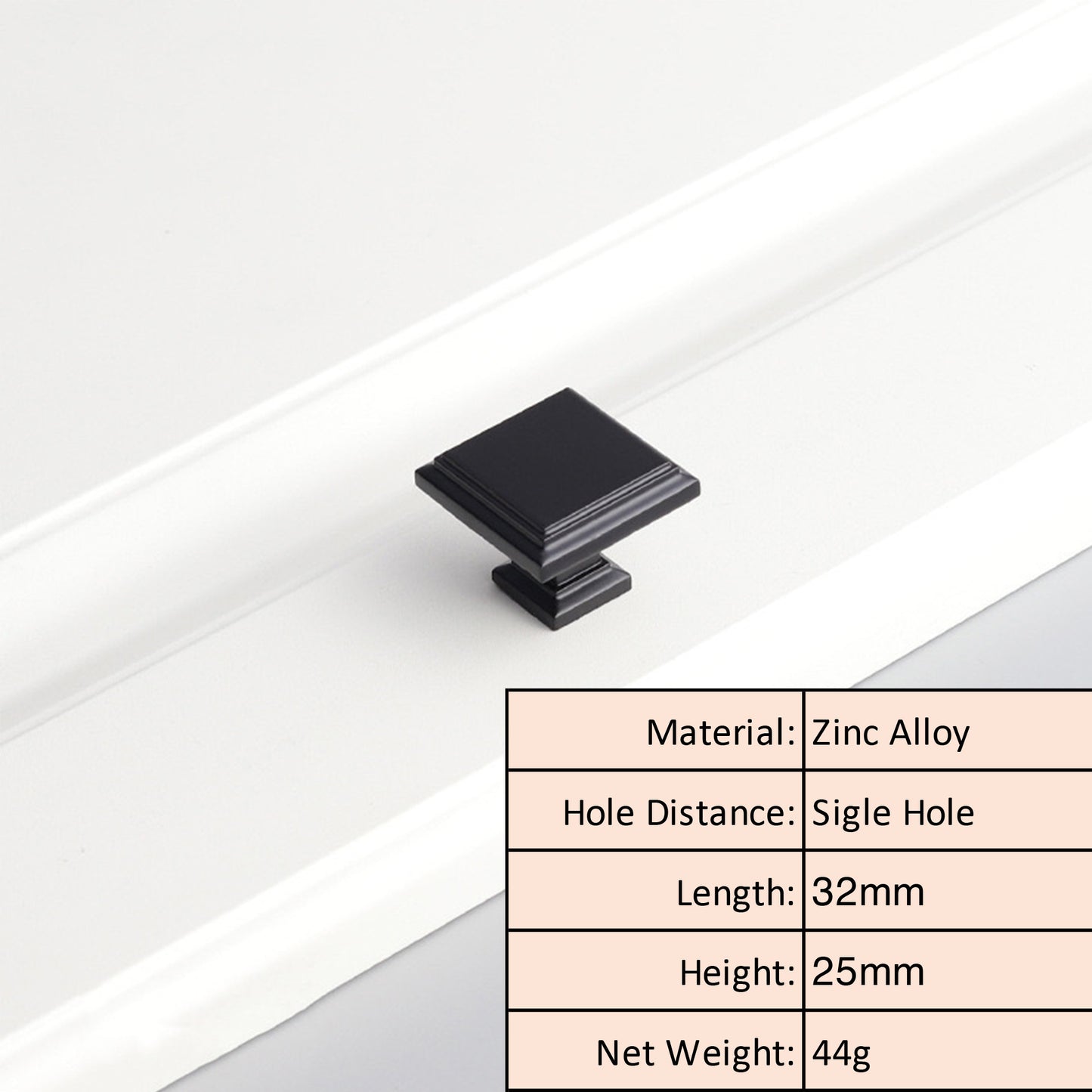Matte Black Square Cabinet Knob and Pull
