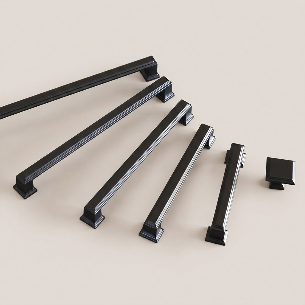Matte Black Square Cabinet Knob and Pull