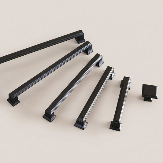 Matte Black Square Cabinet Knob and Pull