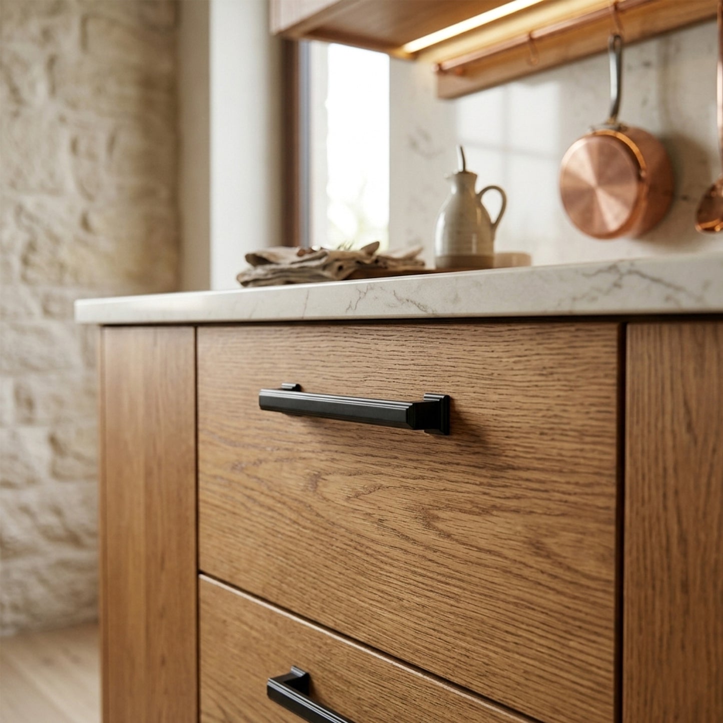 Matte Black Square Cabinet Knob and Pull