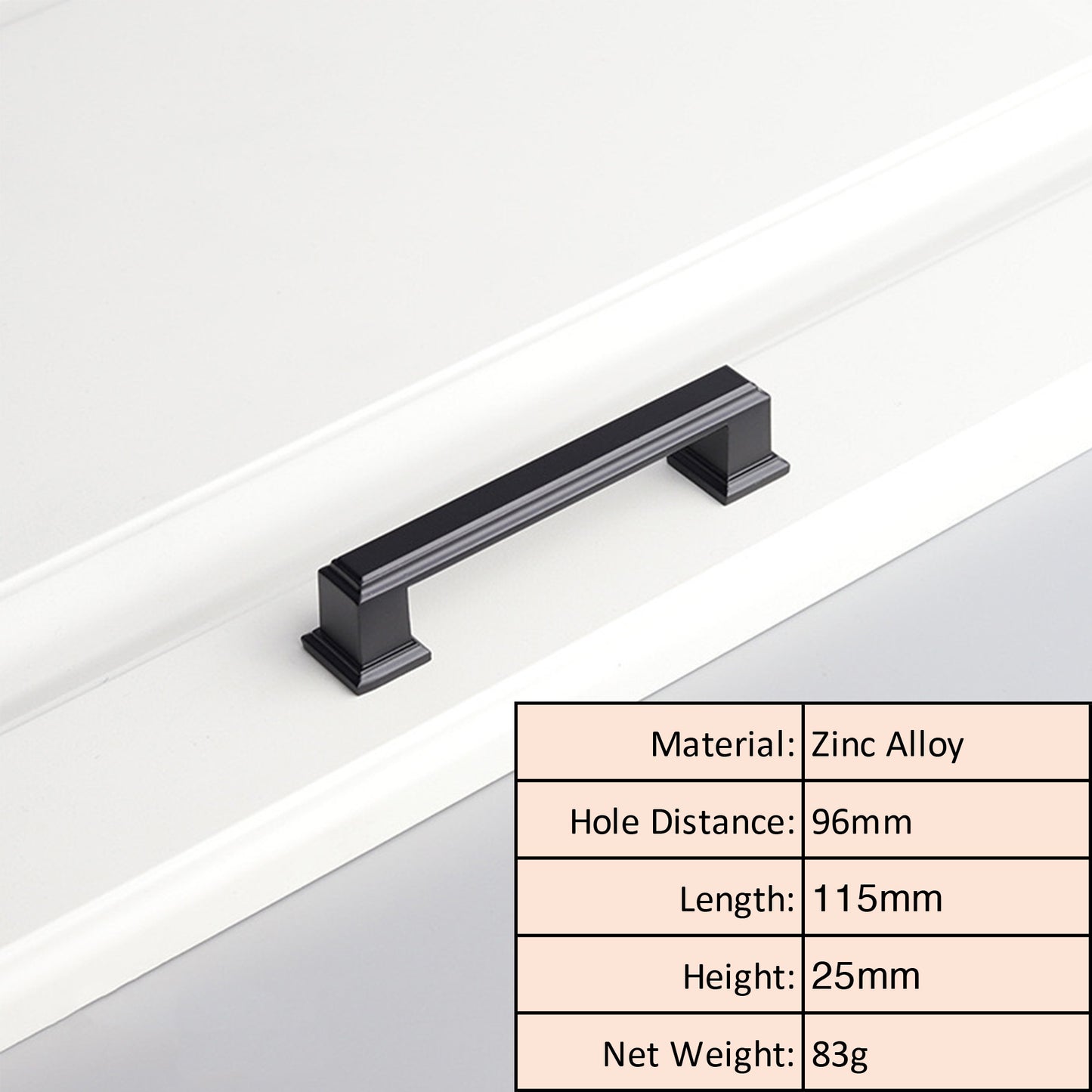 Matte Black Square Cabinet Knob and Pull