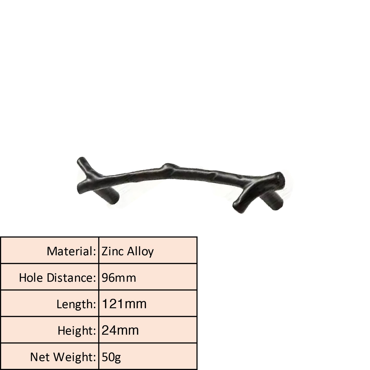 Natural Branch Matte Black Cabinet Knob and Pull