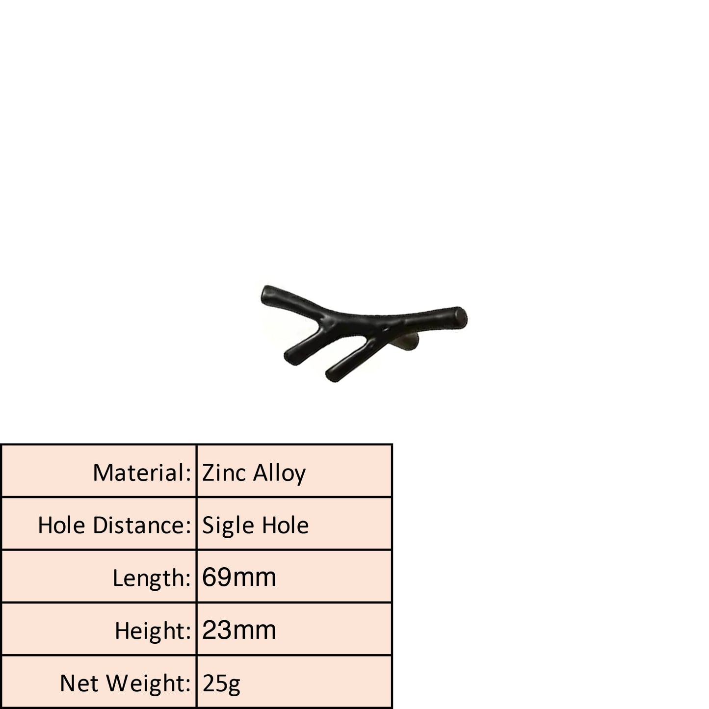 Natural Branch Matte Black Cabinet Knob and Pull