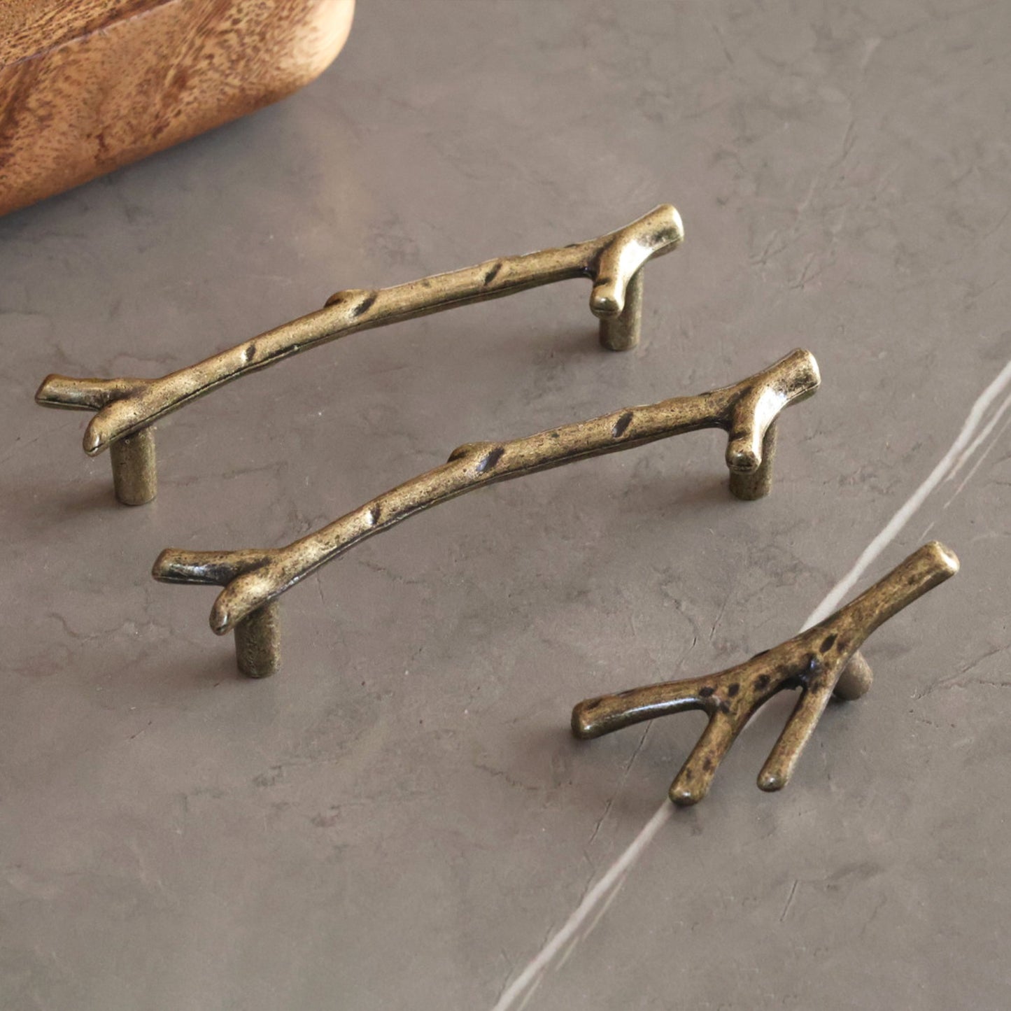 Natural Branch Cabinet Knob and Pull Antique Bronze