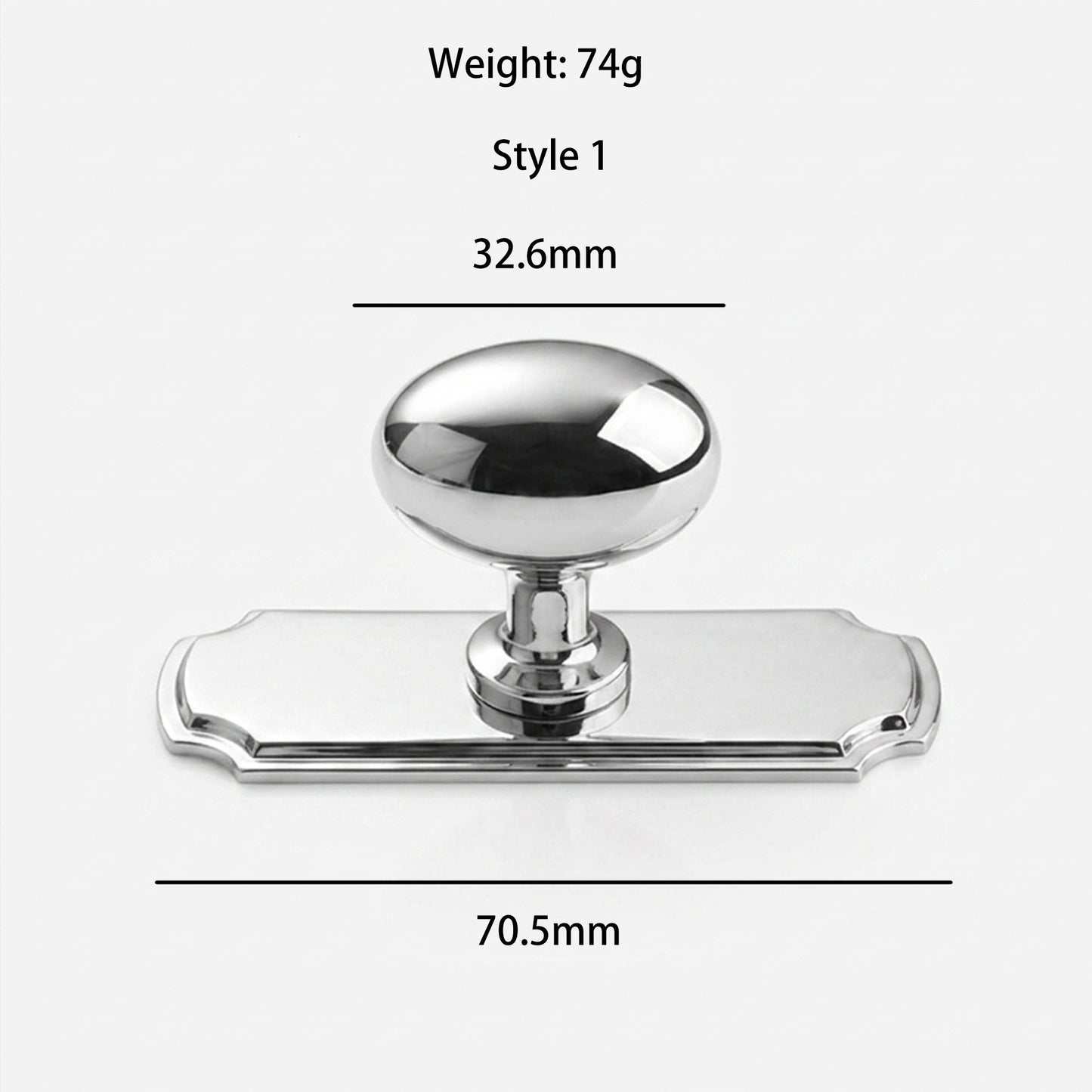Polished Chrome Cabinet Knob with Backplate Oval / Round