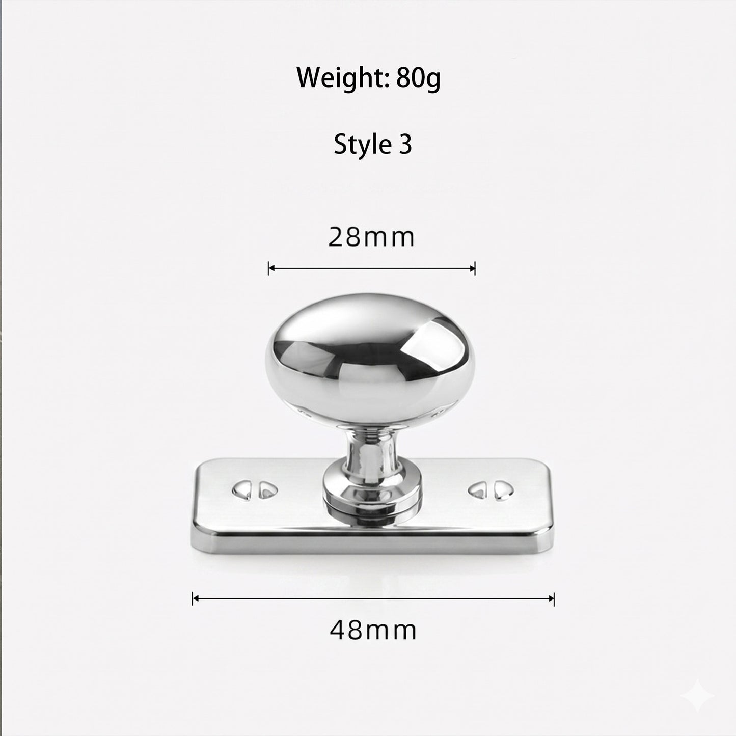 Polished Chrome Cabinet Knob with Backplate Oval / Round