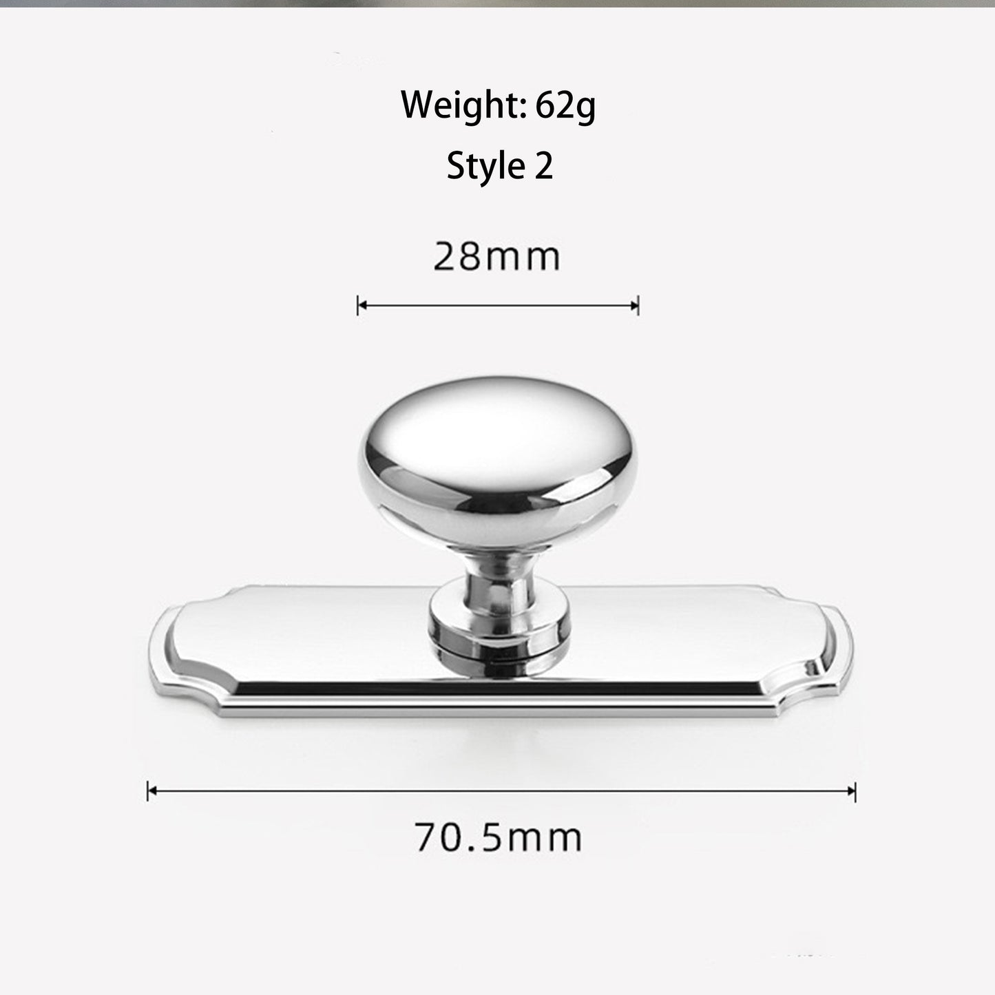 Polished Chrome Cabinet Knob with Backplate Oval / Round