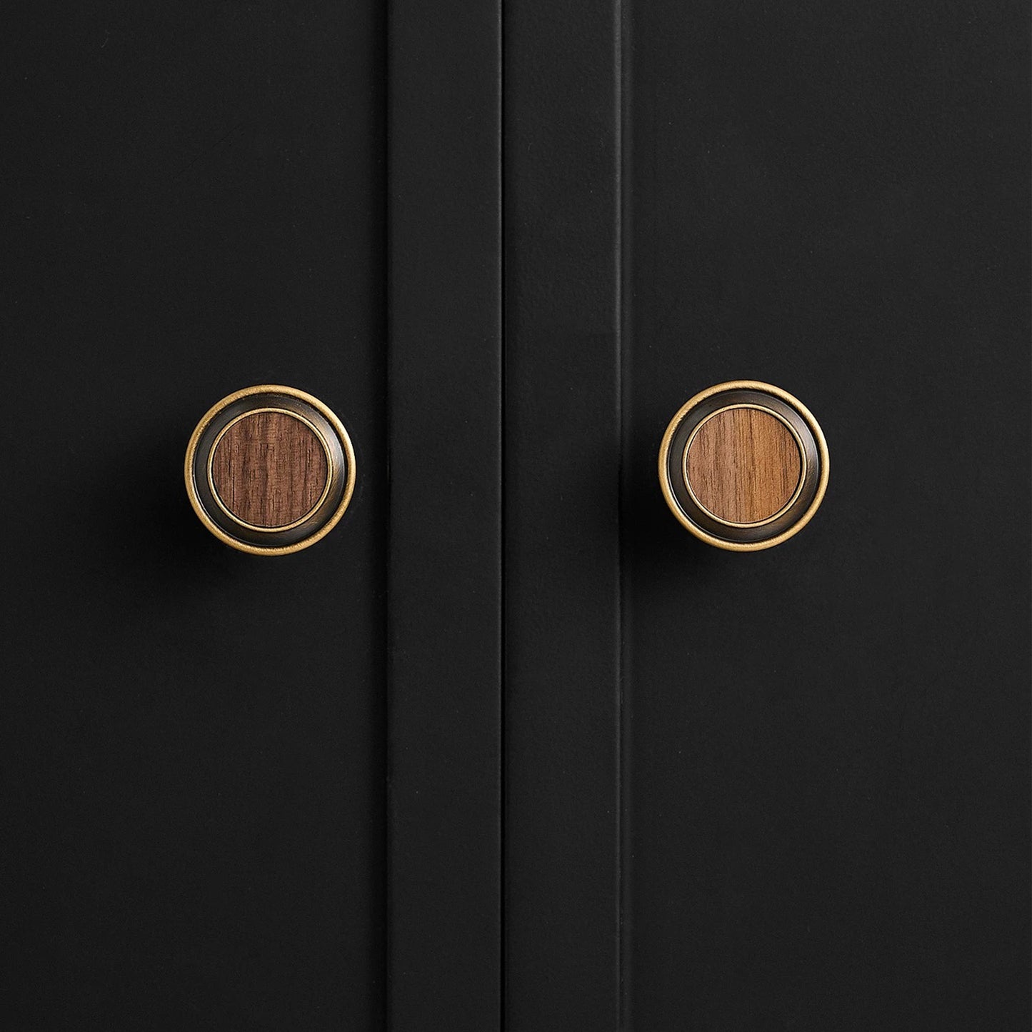 Walnut Wood and Solid Brass Cabinet Knob