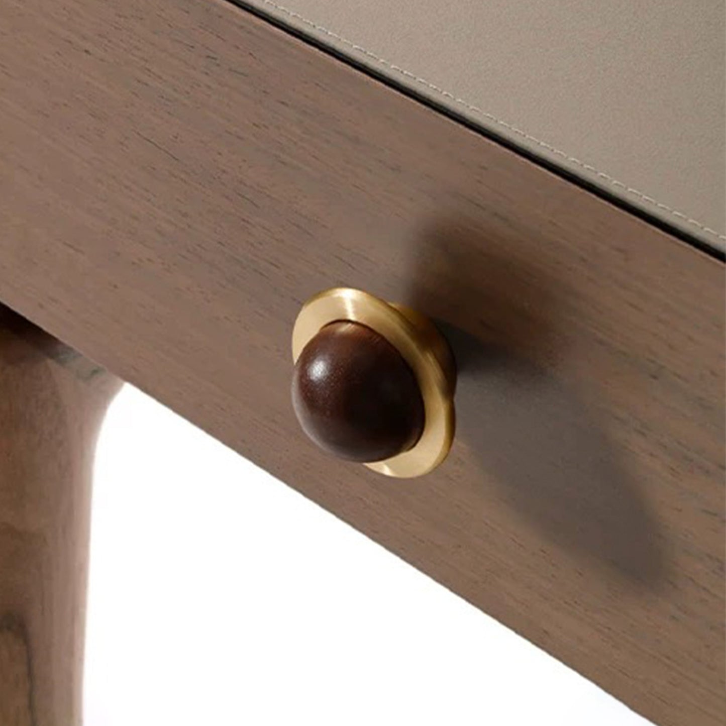 Walnut Wood and Solid Brass Cabinet Knob Planet Shape