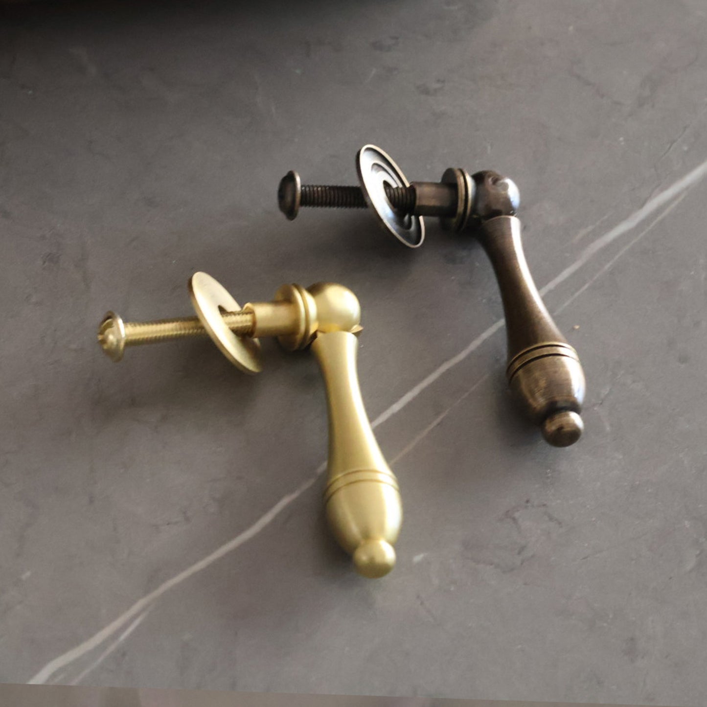 Vintage Teadrop Shape Cabinet Pull Brass / Antique Bronze