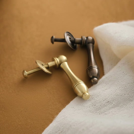 Vintage Teadrop Shape Cabinet Pull Brass / Antique Bronze