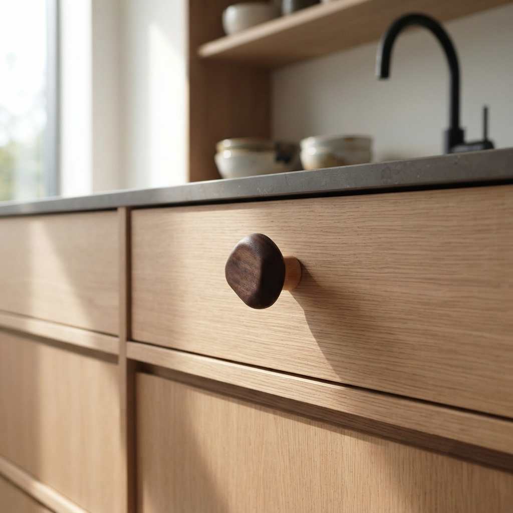 Solid Wood Cabinet Knob – Organic Wooden Drawer Knob