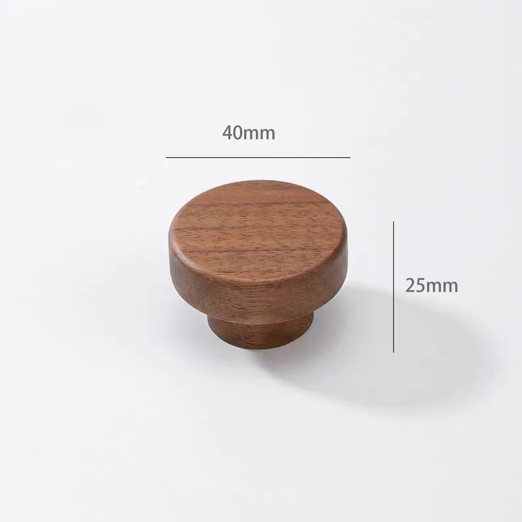 Round Wood Cabinet Knob – Beech and Walnut Drawer Knob