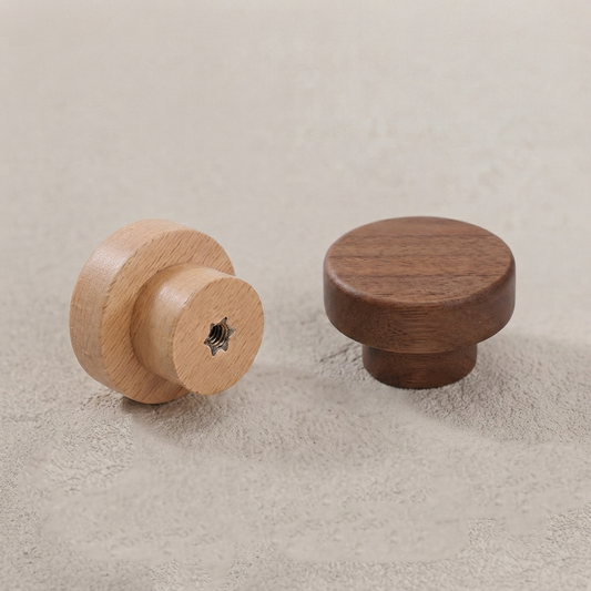 Round Wood Cabinet Knob – Beech and Walnut Drawer Knob