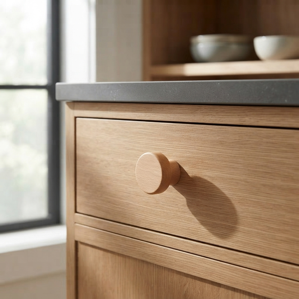 Round Wood Cabinet Knob – Beech and Walnut Drawer Knob