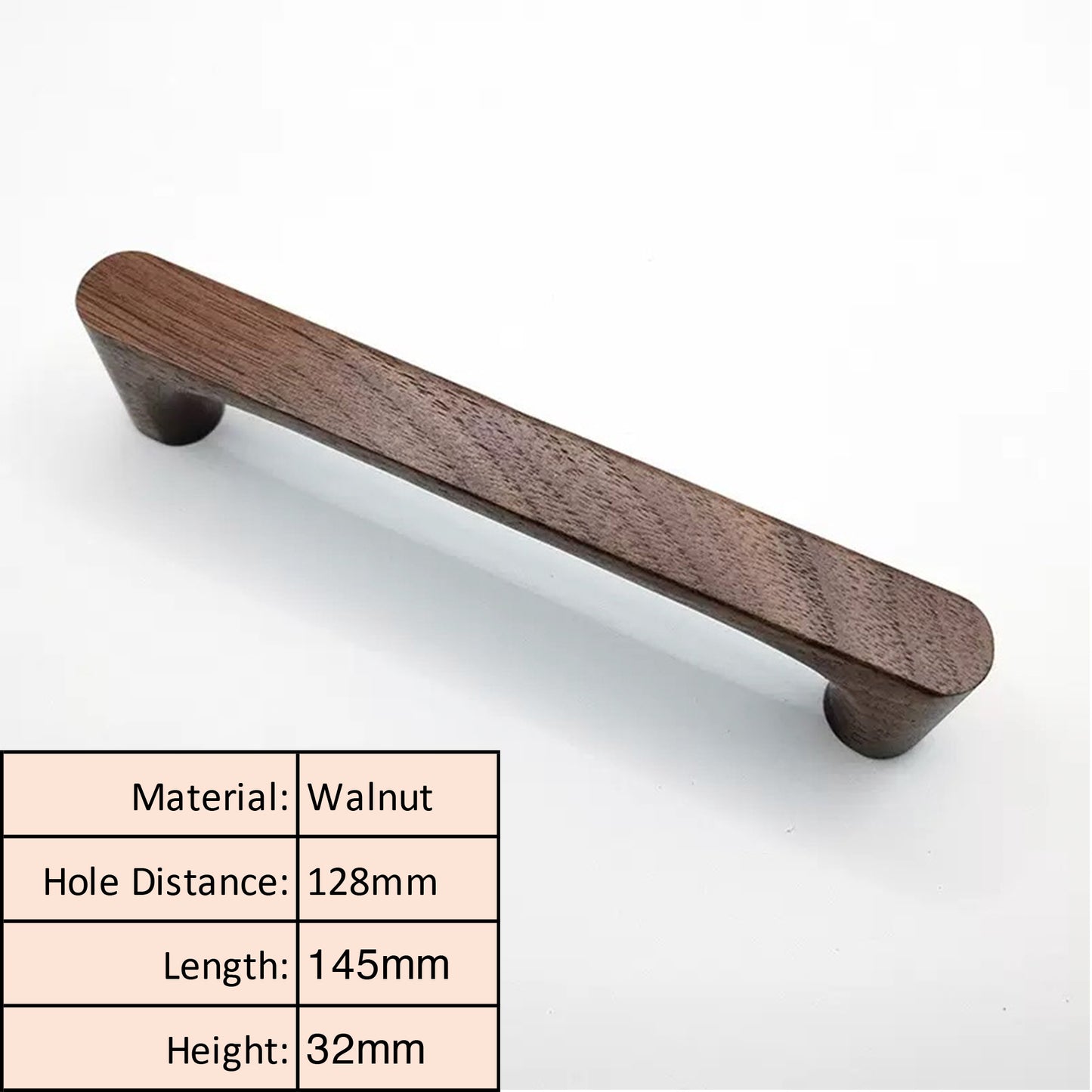 Solid Wood Cabinet Pull - Walnut Drawer Handle