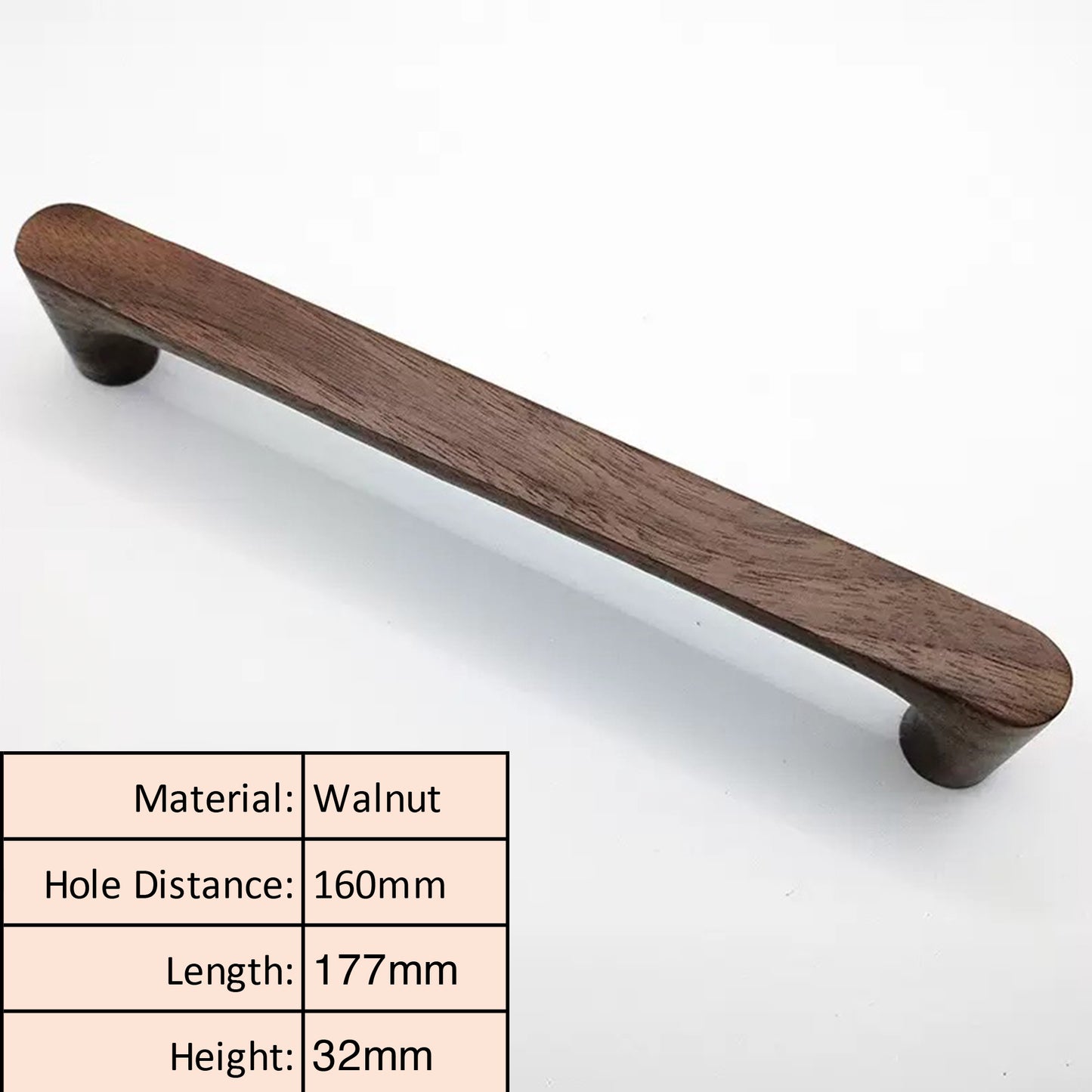 Solid Wood Cabinet Pull - Walnut Drawer Handle