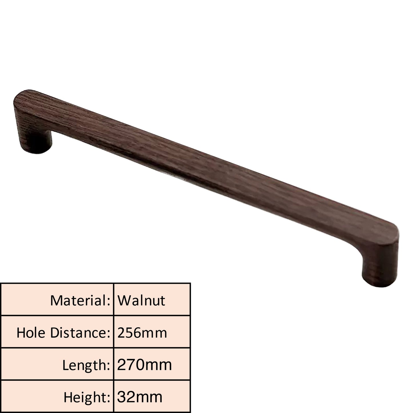 Solid Wood Cabinet Pull - Walnut Drawer Handle