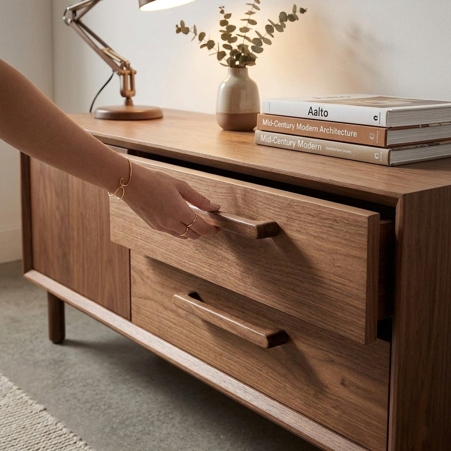 Solid Wood Cabinet Pull - Walnut Drawer Handle