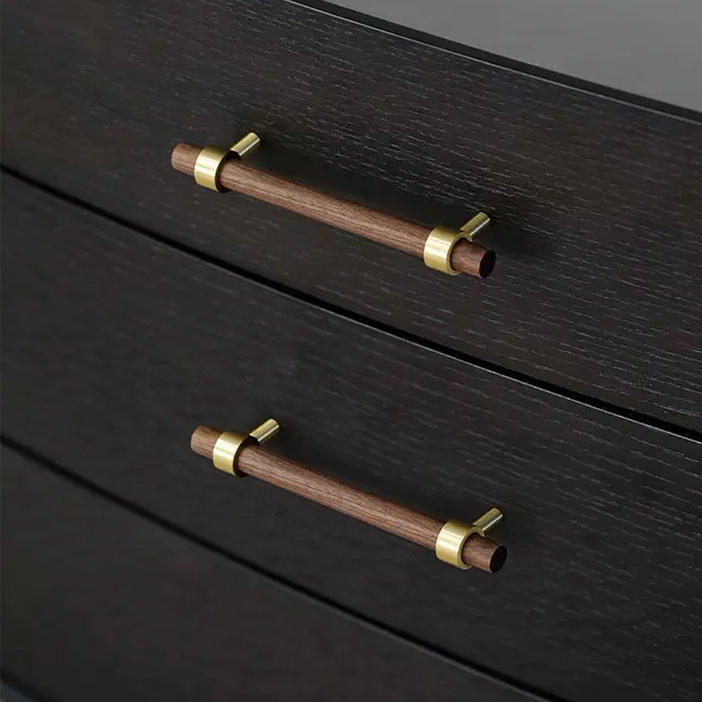 Walnut Wood Cabinet Pull with Solid Brass
