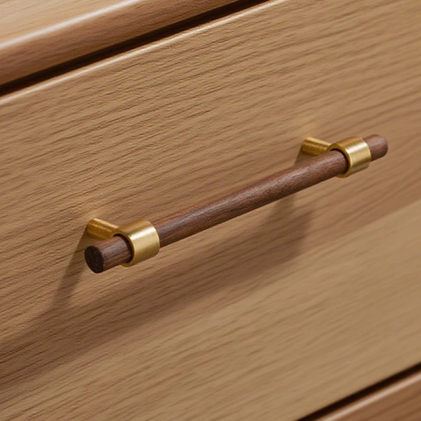 Walnut Wood Cabinet Pull with Solid Brass